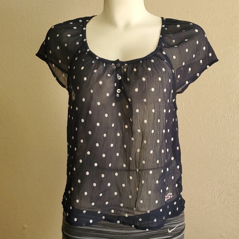 SM Hollister sheer polka dot blouse